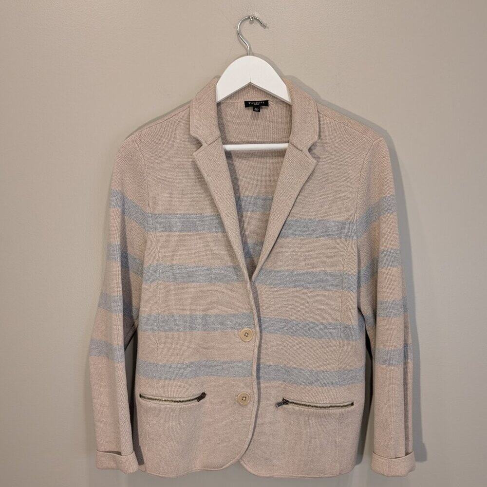 Talbots Sweater Blazer Beige Grey Business Casual Brunch Classic Layer - Size LP